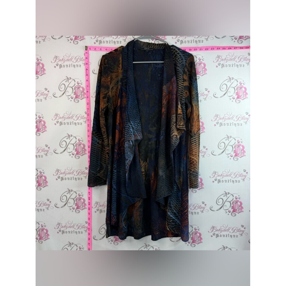 Cativa- Woman’s Multicoloured Navy & Brown Draped Open-Front Cardigan